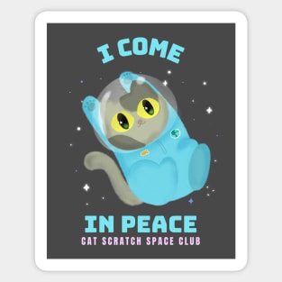 I Come In Peace Cat Kitty Astronaut Sticker